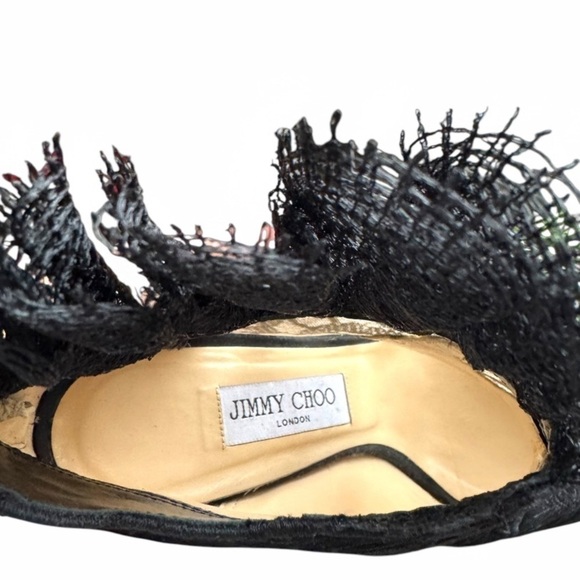 Jimmy Choo Kamaris Black Lace & Suede Floral Embroidered Ankle Booties 39.5 - Picture 6 of 7